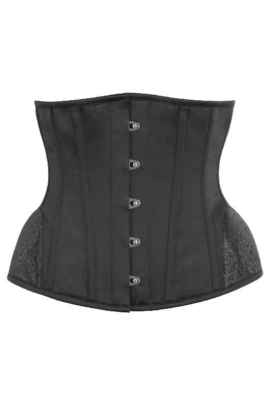 Take Advantage Black Underbust With Contrast Brocade Hip Panel And Curved Hem