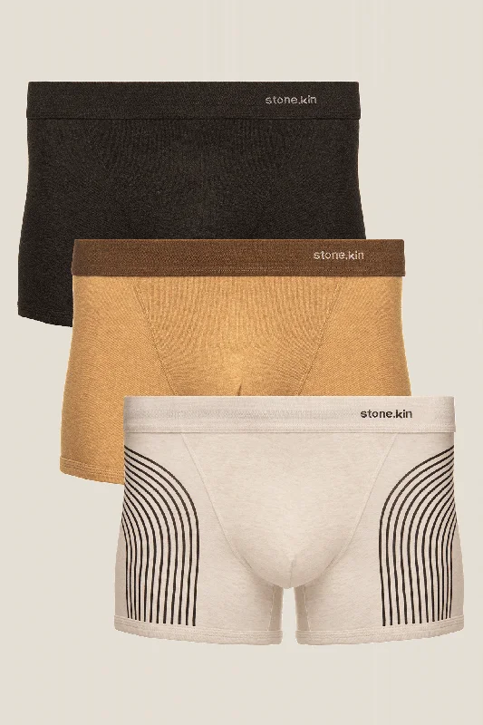 Discount Deals Boxer Brief 3 Pack / Tar, Camel & Bone-Lines