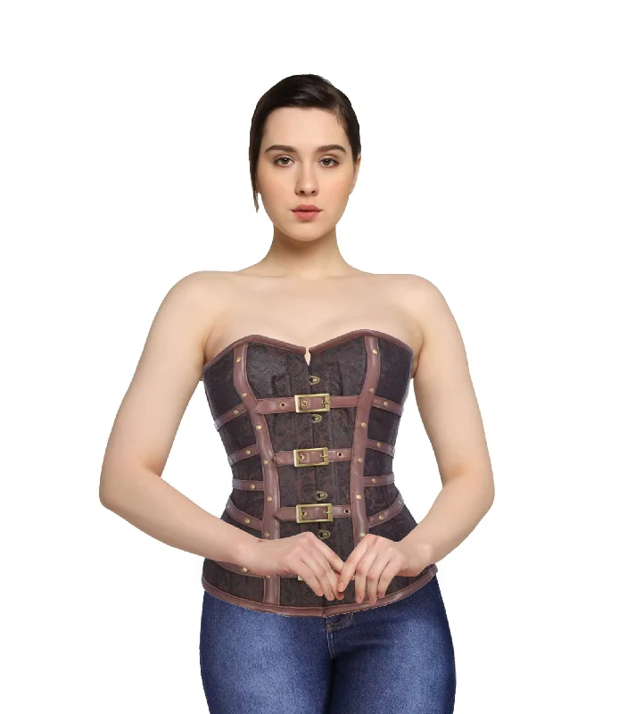 Celebrate the Weekend with Discounts Brocade & Leather Overbust Corset- Wholesale