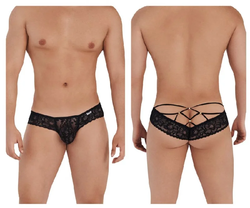 Midnight Sale CandyMan 99551 Lace Peekaboo Briefs Color Black