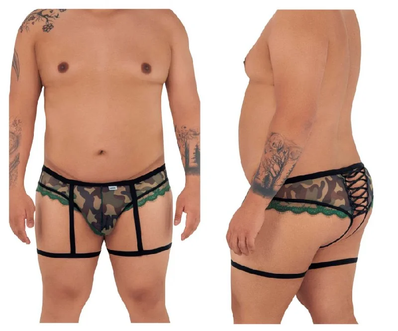 Limited Quantity CandyMan 99580X Garter Camo Thongs Color Green