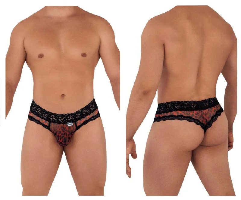 Sneak Peek Sale CandyMan 99596 Mesh-Lace Thongs Color Leopard Print