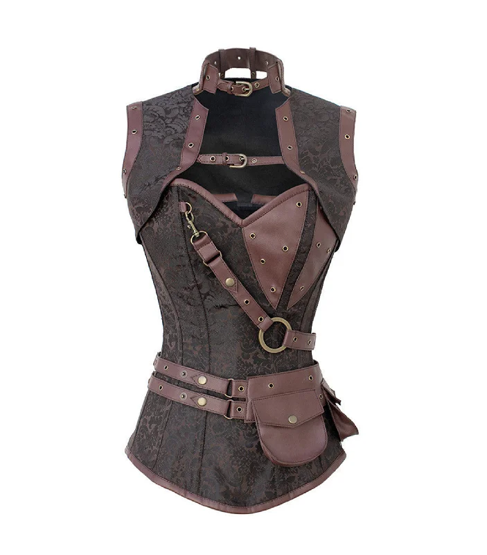 Epic Deals Brown Brocade Overbust Corset