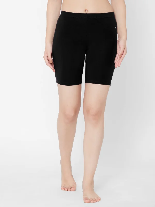 Online Deal Shorties Cotton Stretch Cycling Shorts- Black