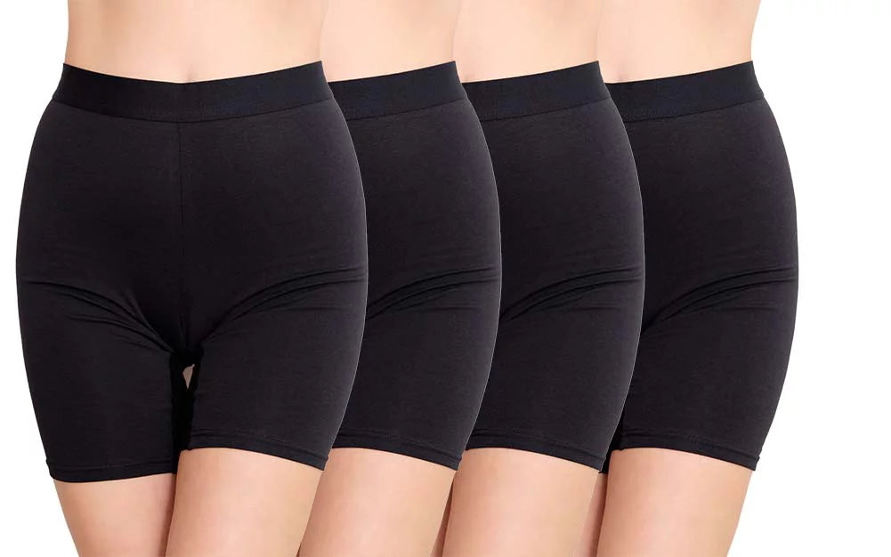 Top Pick Cotton Black Boyshort Briefs Panties for Women Pack of 4