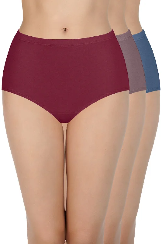 Must-Have Deals 100% Cotton Full Brief Panty Pack (Pack of 3) - D021 - Solid