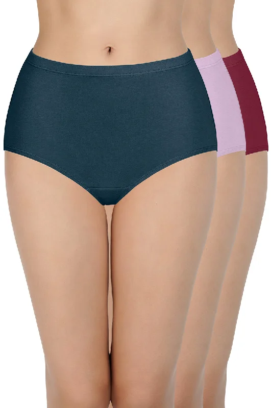 Discount Deals 100% Cotton Full Brief Panty Pack (Pack of 3) - D024 - Solid