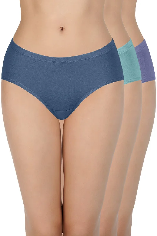 Price Reduction 100% Cotton Hipster Panty Pack (Pack of 3) - D011 - Solid