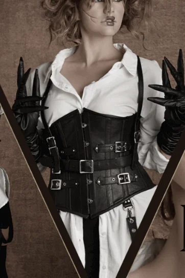 Closeout Edward Scissorhands Underbust Leather Corset