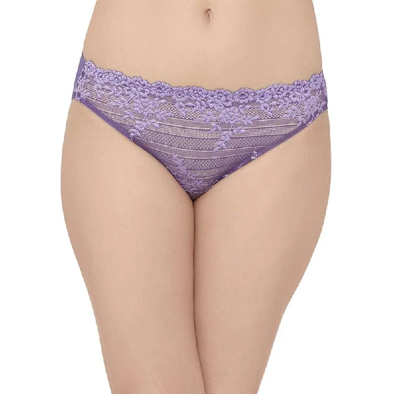 YEAR-End Clearance Embrace Lace Low Waist Medium Coverage Bridal Wear Lace Bikini Panty - Purple