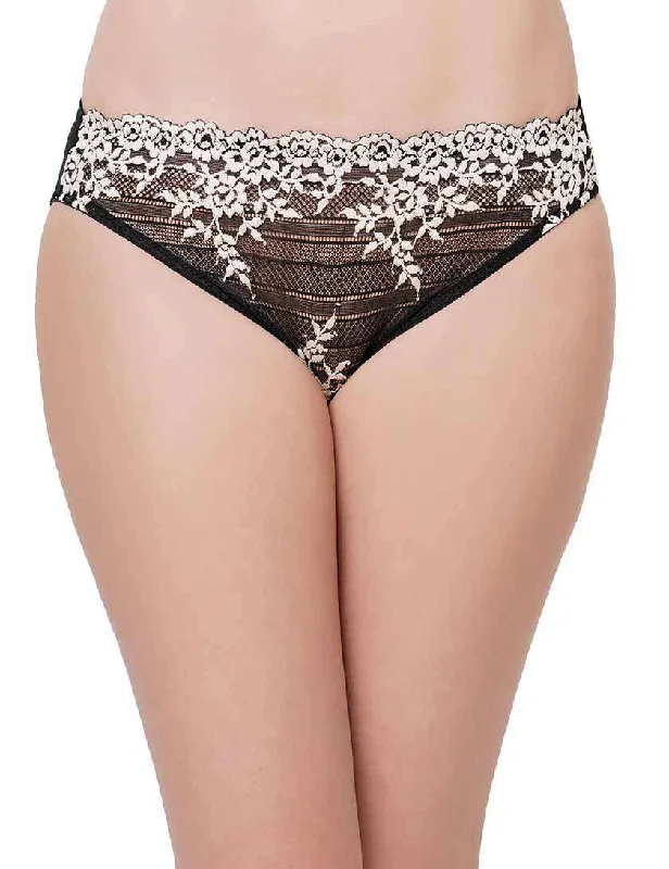 Price Fest Embrace Lace Low Waist Medium Coverage Bridal Wear Lace Bikini Panty - Black