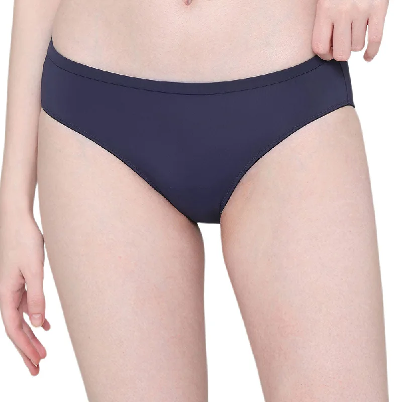 New Deal Everyday Elegance Low Waist Medium Coverage Everyday Wear Bikini Panty - Dark Blue