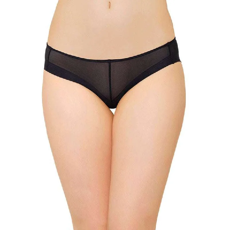 New Markdowns Feel Free Sheer Low Waist  Low Coverage Everyday Wear Bikini Panty - Black