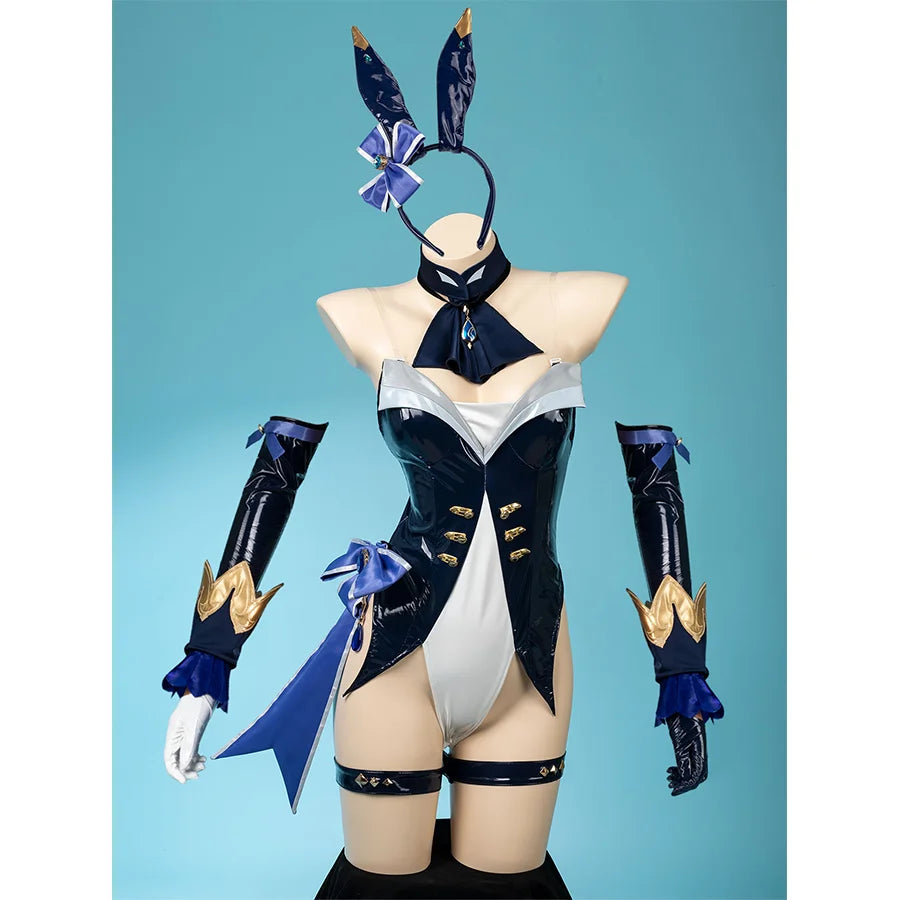 Hot Buy 【READY TO SHIP + FREE SHIPPING】COSFUN Original Genshin Impact Furina Derivative Bunny Girl Bodysuit Swimsuit Cosplay Costume FY0017