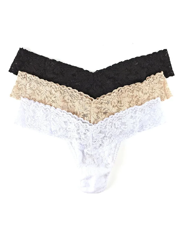 Reduced Price Hanky Panky 3 Pack Stretch Lace Low Rise Thongs