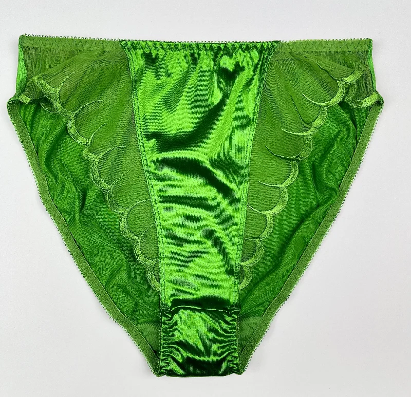 Weekend Bargains to Savor High Leg Satin Panty Mesh Accents