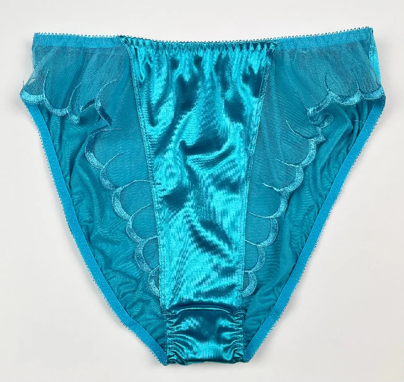 Discount Deals High Leg Satin Panty Mesh Accents