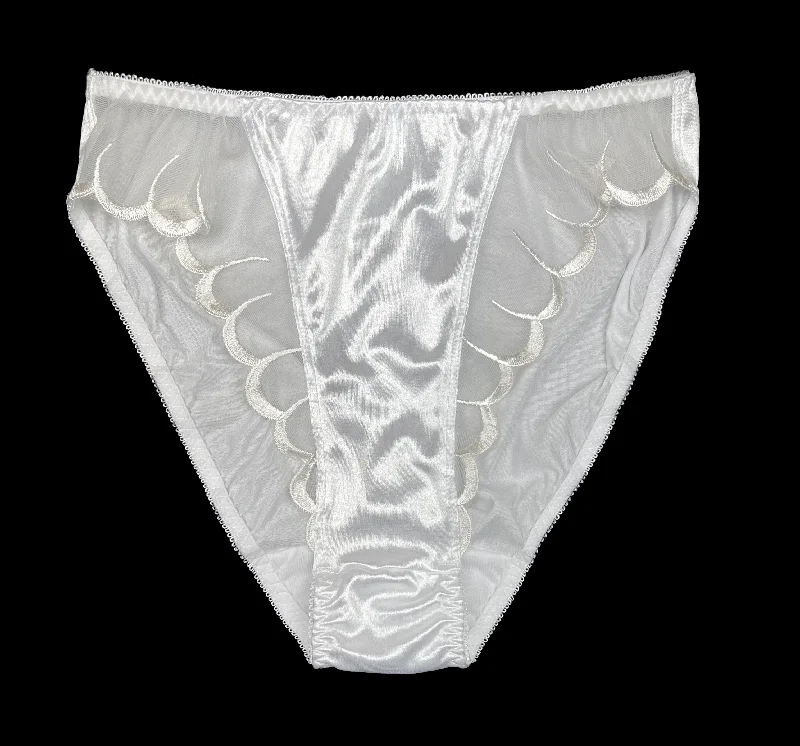 Unwind with Weekend Discounts High Leg Satin Panty Mesh Trim