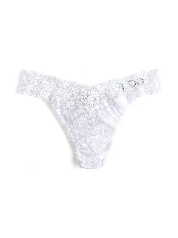 Unmissable Offer I Do Crystal Signature Lace Original Rise Thong White