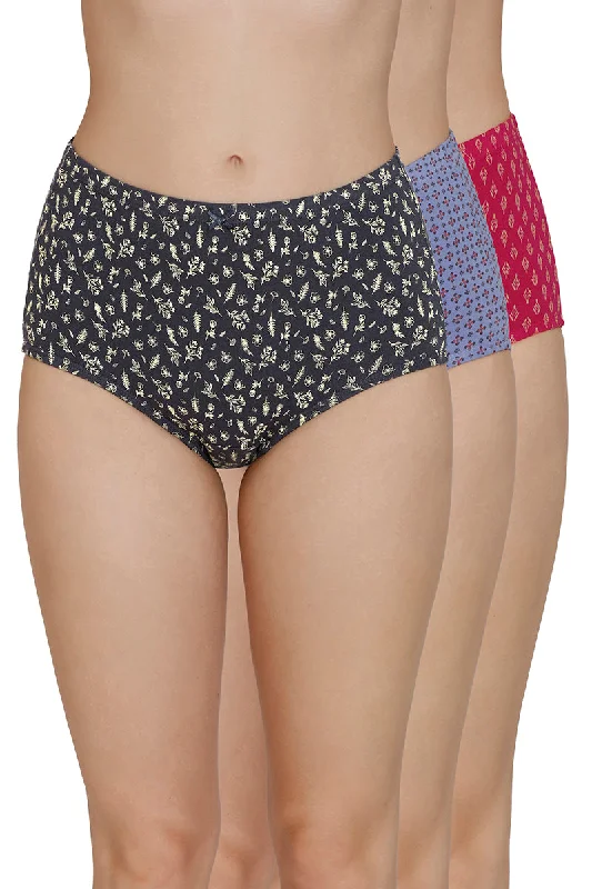 Warehouse Sale Inner Elastic Print High Rise Full Brief Panties (Pack of 3)