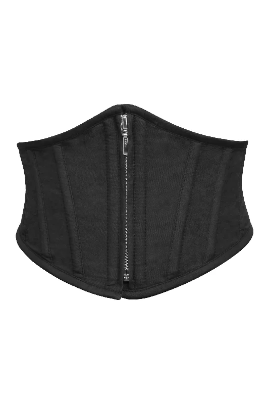 Closeout Sale Iris Black Cotton Waspie Belt with Zip Front
