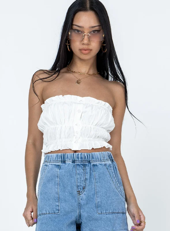 New Markdowns Janey Strapless Top White