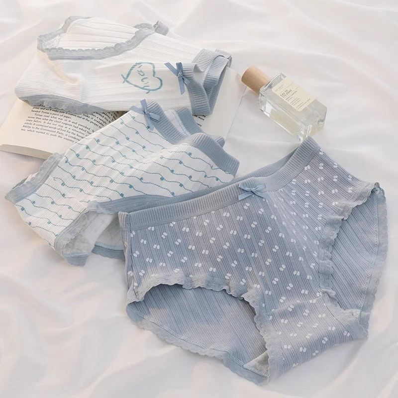 Discount Deals Blue Cotton Floral Undies