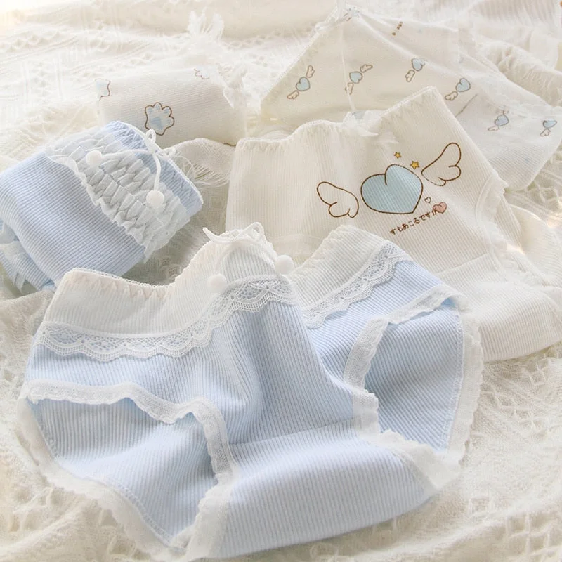 New Deals Blue Lace Cotton Sweetheart Undies