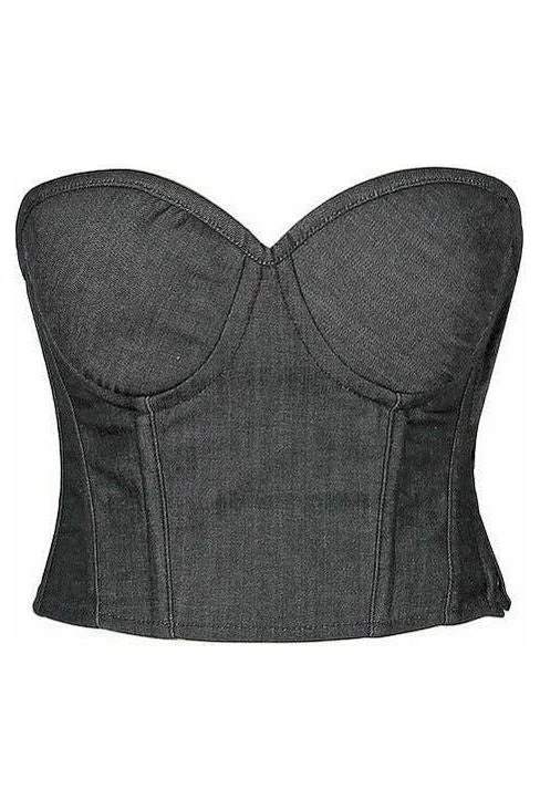 Sale Event Lavish Black Denim Underwire Bustier