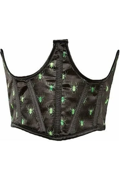 Big Discounts Lavish Black & Green Spiders Satin Open Cup Waist Cincher