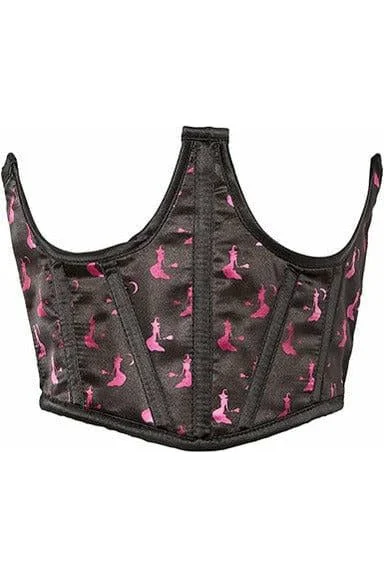 Final Clearance Lavish Black & Magenta Witches Satin Open Cup Waist Cincher