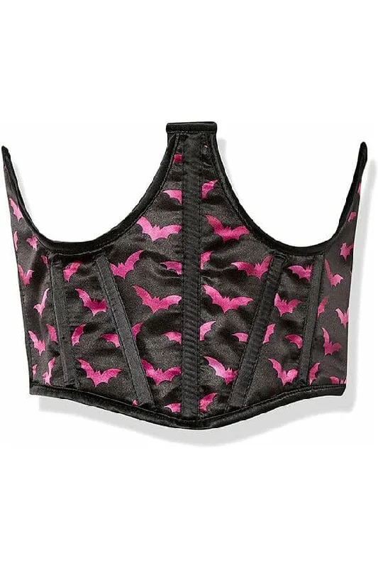 Buy Now Lavish Black & Magenta Bats Satin Open Cup Waist Cincher
