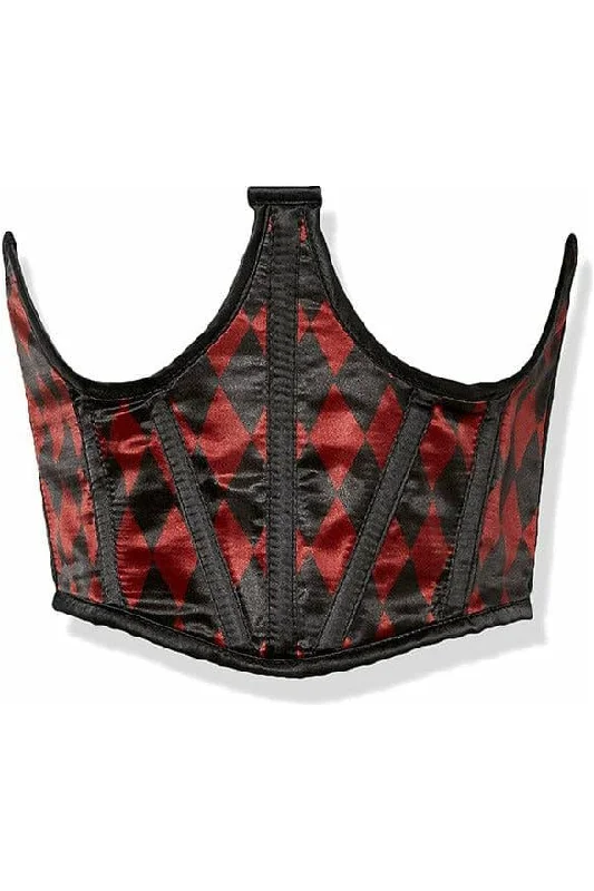 Deep Savings Lavish Black & Red Diamond Satin Open Cup Waist Cincher