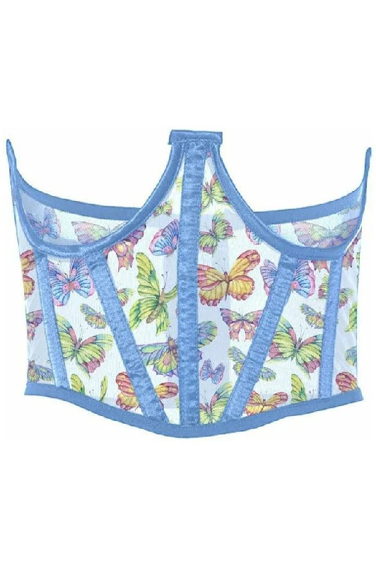 Buy Now Lavish Butterfly Print Mesh Open Cup Waist Cincher