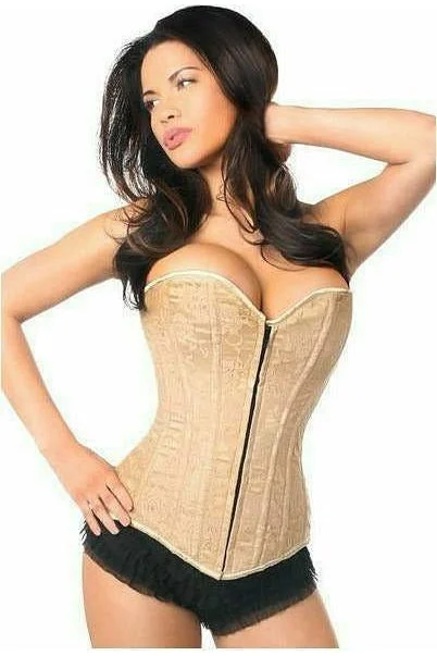 Act Fast Lavish Dark Beige Lace Overbust Corset w/Zipper