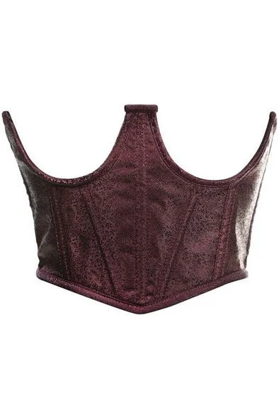 Flash Deal Lavish Dark Brown Brocade Open Cup Waist Cincher