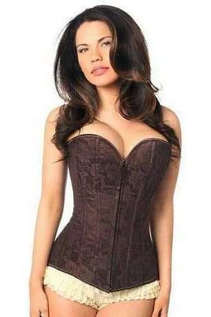 Price Fest Lavish Dark Brown Lace Overbust Corset w/Zipper