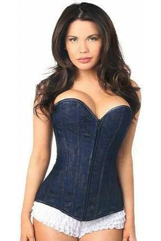 Seasonal Clearance Lavish Navy Blue Lace Overbust Corset w/Zipper