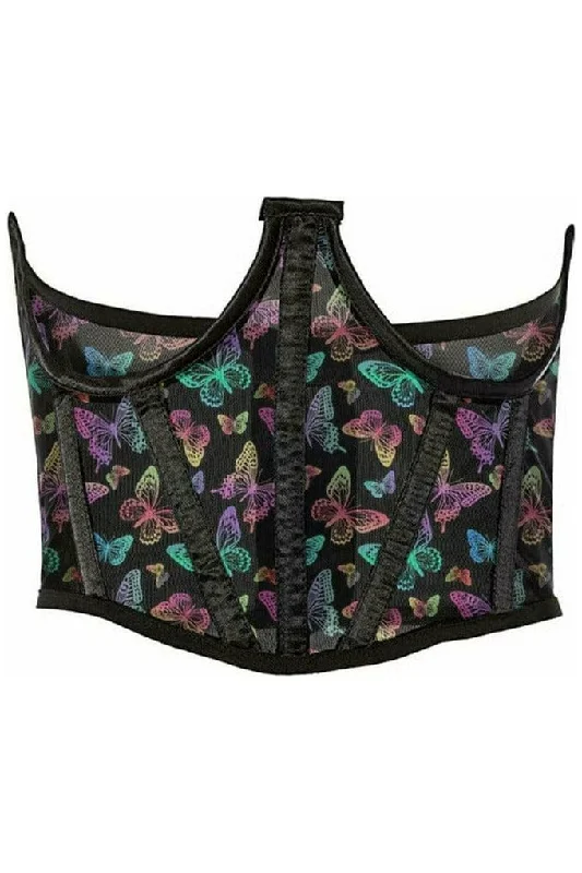 Sale Event Lavish Neon Butterfly Print Mesh Open Cup Waist Cincher