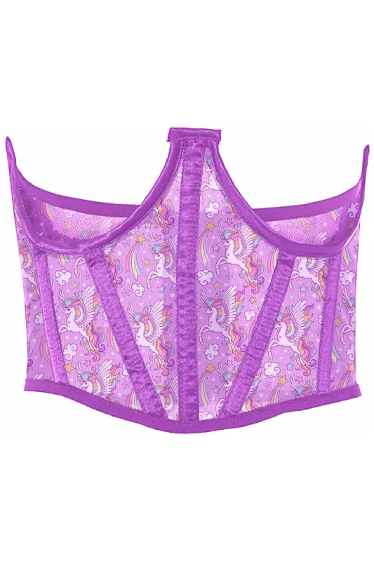 Act Fast Lavish Unicorn Print Mesh Open Cup Waist Cincher