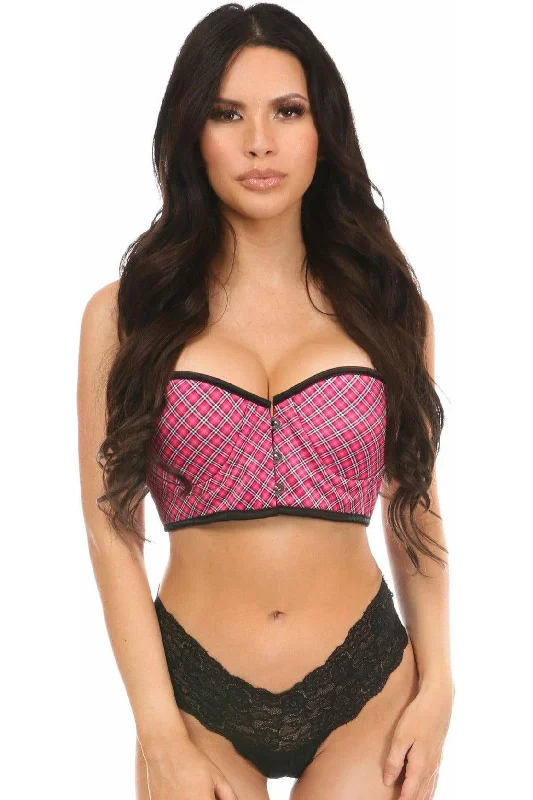 Year-End Sale Lavish Pink Plaid Underwire Short Bustier