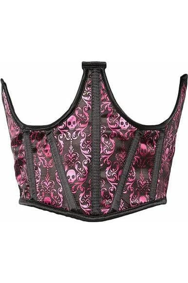 Deep Discounts Lavish Purple & Black Skull Satin Open Cup Waist Cincher