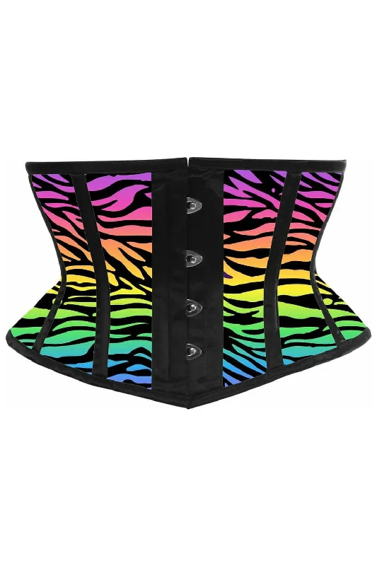 Don't Wait Lavish Rainbow Animal Print Satin Mini Cincher Corset