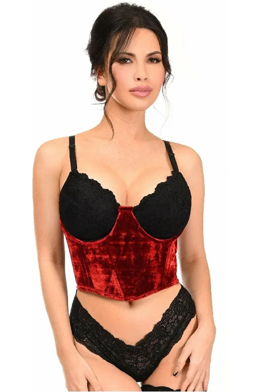 Huge Savings Lavish Red Velvet Underwire Waist Cincher Corset