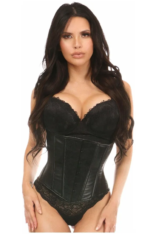 Weekend Specials to Cherish Lavish Wet Look Under Bust Corset Black w/Lace Overlay