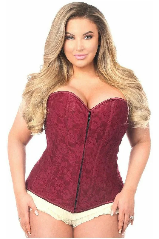YEAR-End Sale Lavish Wine Lace Overbust Corset w/Zipper