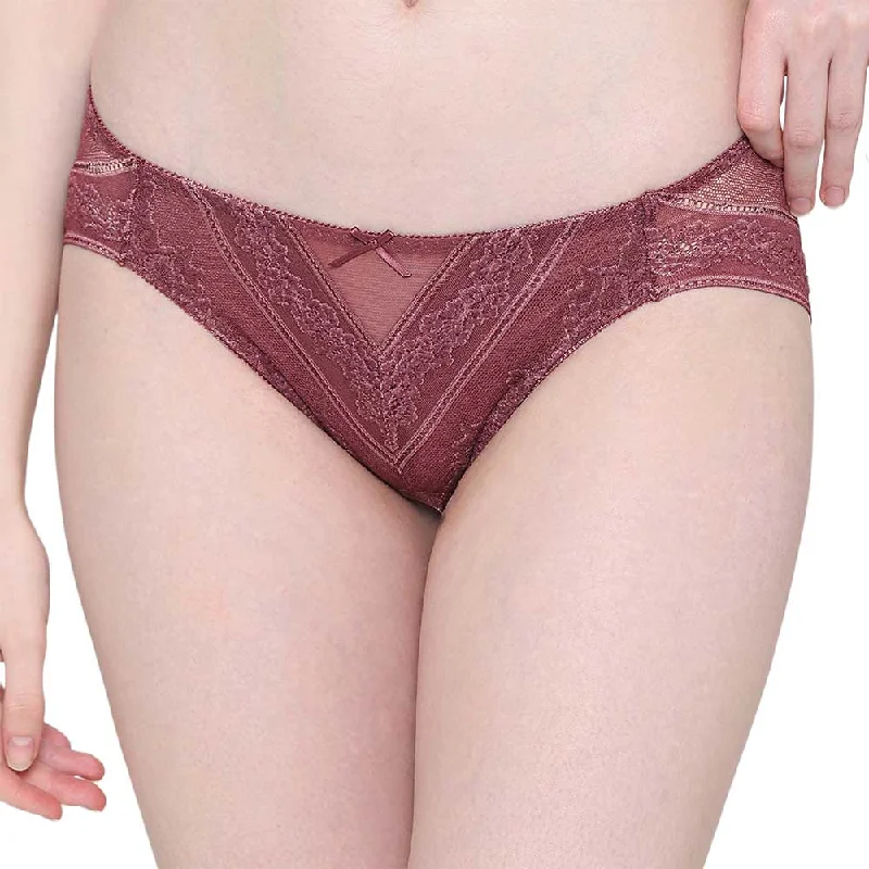 Weekend Specials to Indulge In Lucy Low Waist Medium Coverage Bridal Wear Lace Bikini Panty - Burgandy Weekend Specials to Indulge In Lucy Low Waist Medium Coverage Bridal Wear Lace Bikini Panty - Burgandy