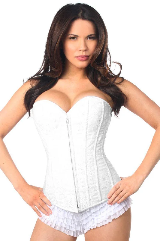 Can't Miss Lavish White Lace Overbust Corset w/Zipper