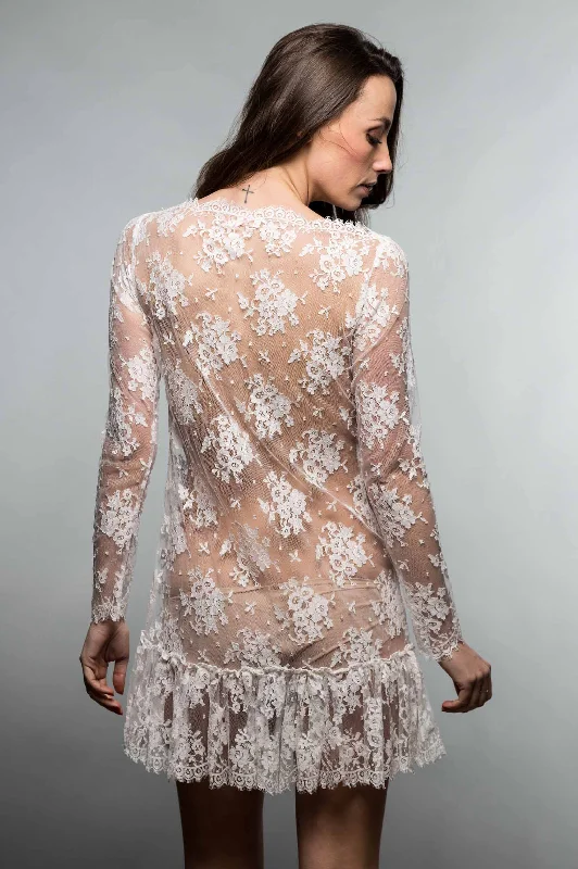 Act Fast Mademoiselle French Lace chemise dress in Ivory or Black