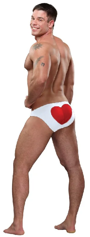 Weekend Deals That Spark Male Power Novelty Kiss My Heart White Bikini Underwear - Closeout